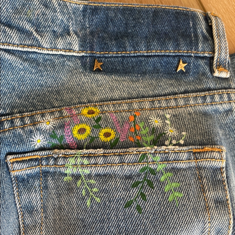 Golden Goose Blue Straight Leg Jeans with Star Embellishments. Made in Italy - Picture 11 of 16